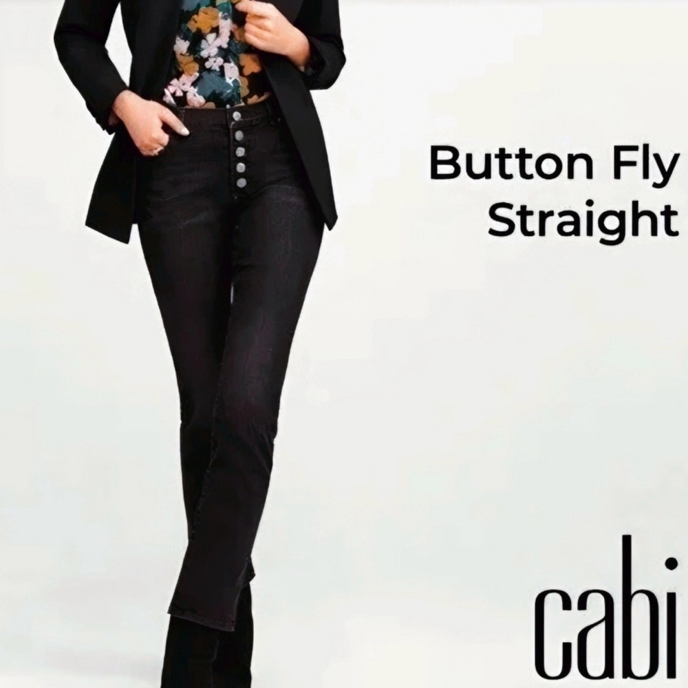 Cabi Black Button-Fly Straight Jeans 8